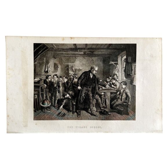 The Village School House And Headmaster Steel Engraving 1859 Victorian Art DWY5C - Picture 2 of 2